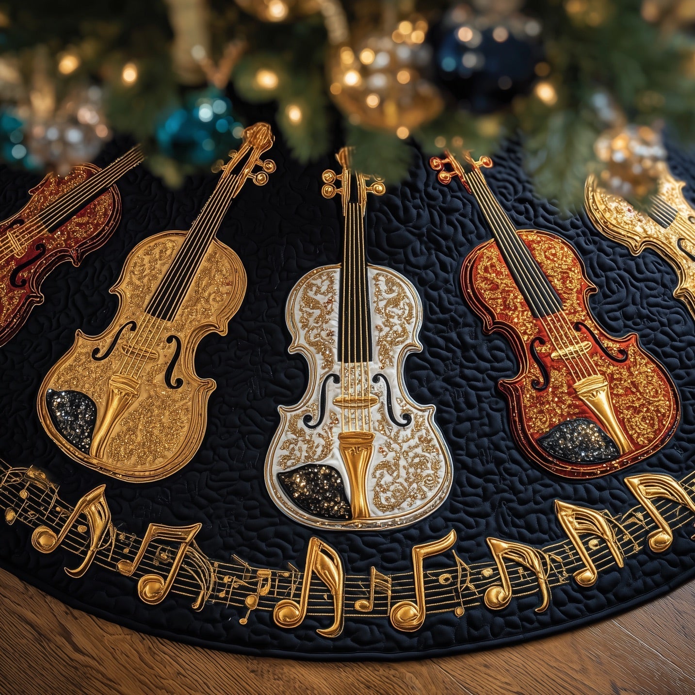 Acoustic Violin Quilted Tree Skirt GFTONT4540