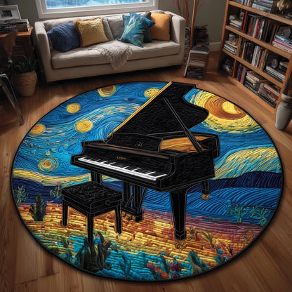 Starry Grand Piano Quilted Round Mat GFTONT4563