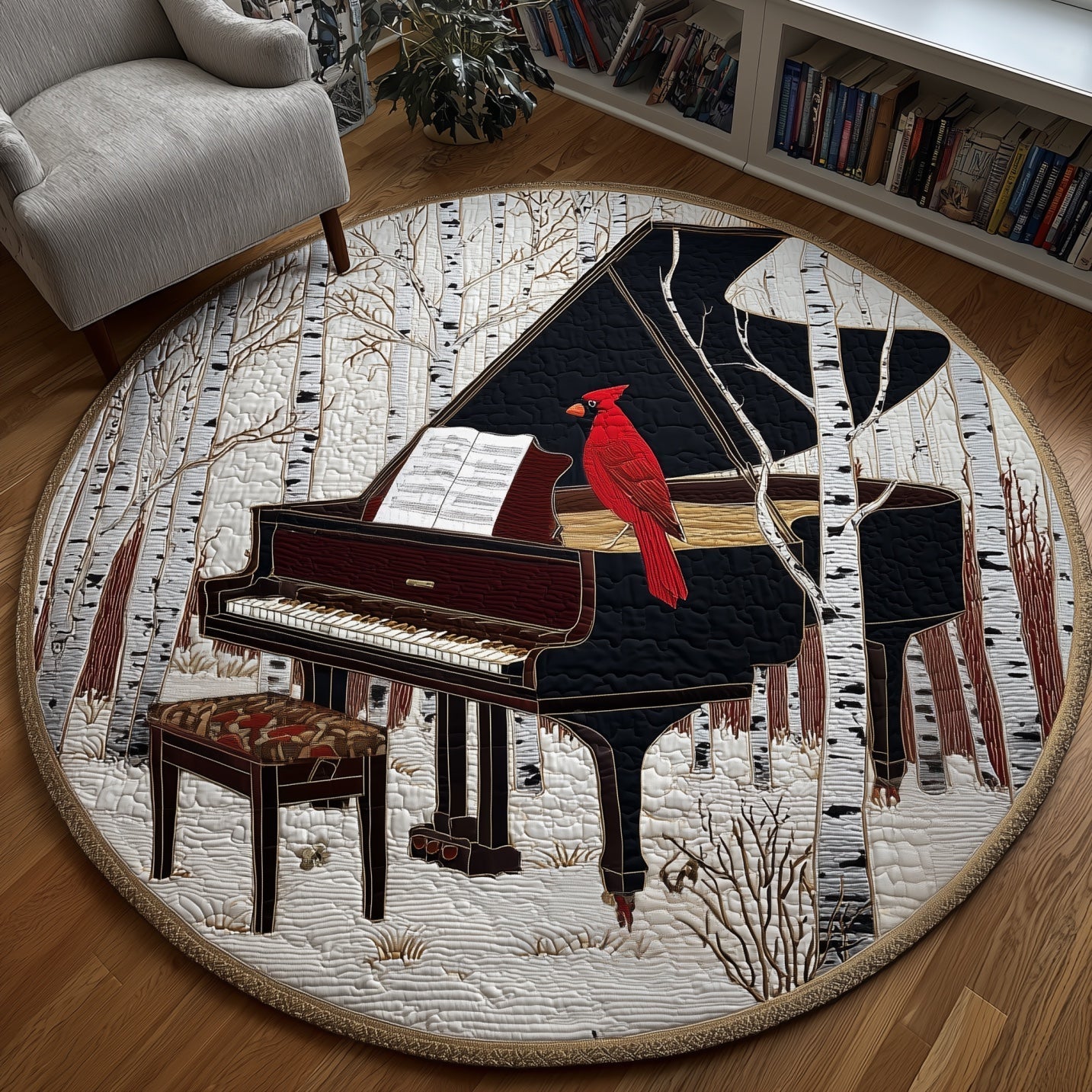 Winter Piano Quilted Round Mat GFTONT4568