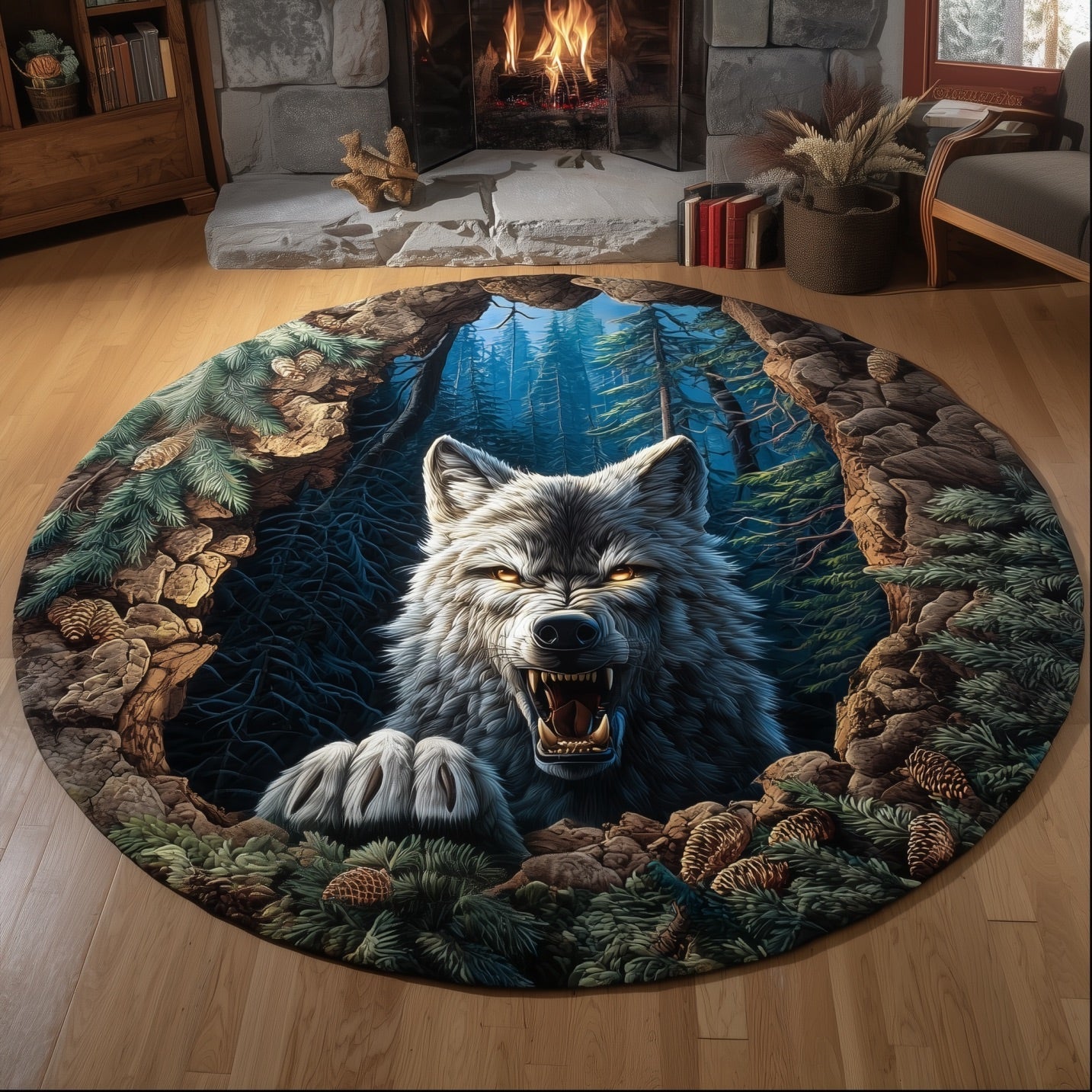 Wolf In the Wood Quilted Round Mat GFTONT4622