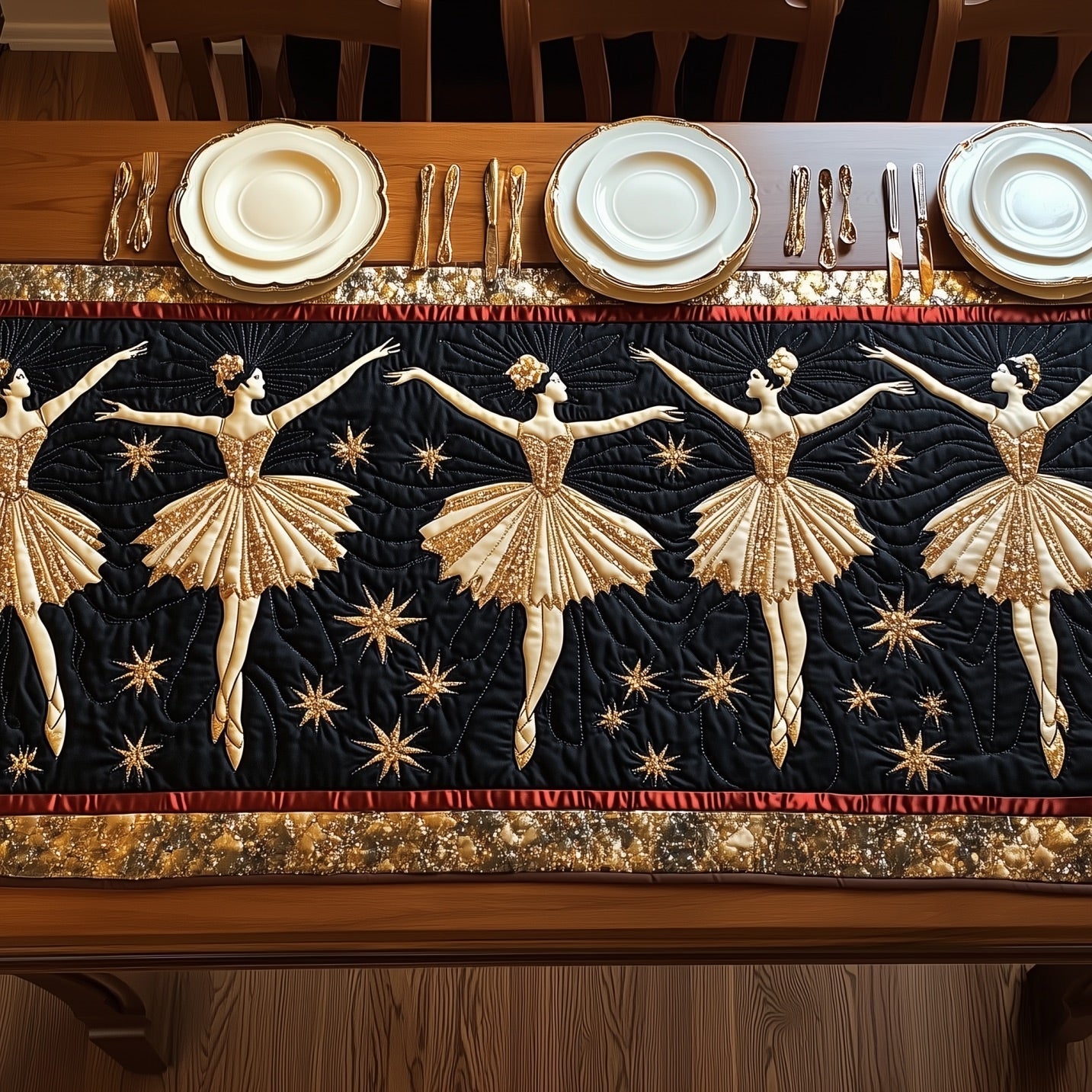 Golden Dance Quilted Table Runner GFTONT4634