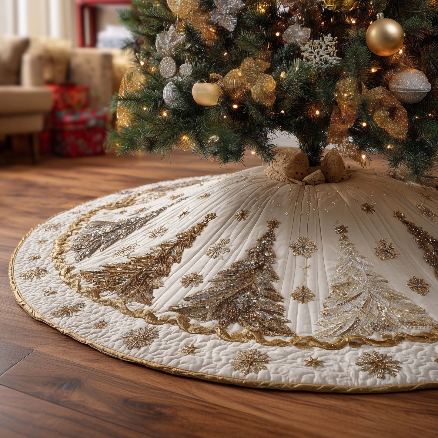Golden Tree Quilted Tree Skirt GFTONT4656