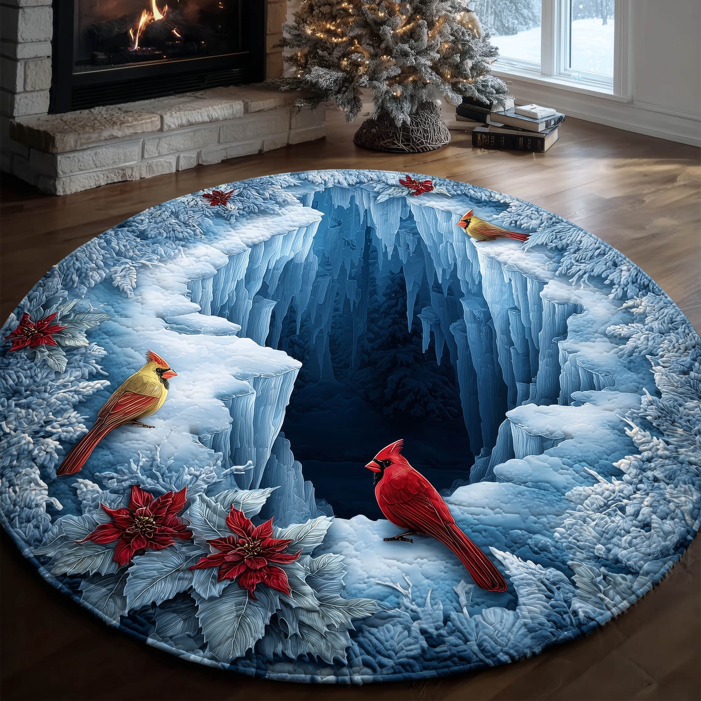 Winter Cardinal Quilted Round Mat GFTONT4700
