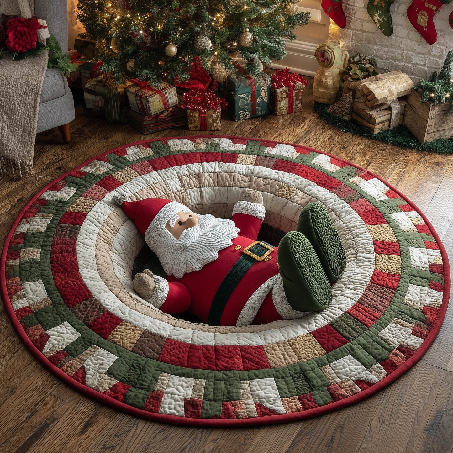 Jolly Santa Quilted Round Mat GFTONT4708