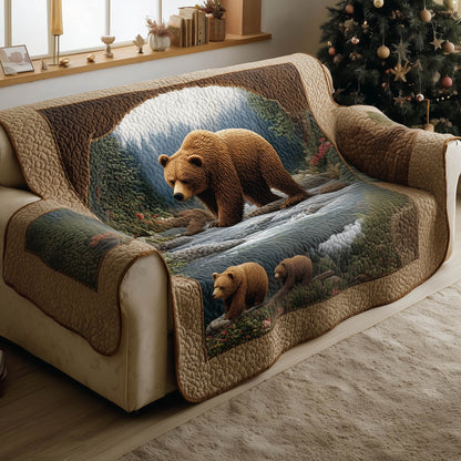 Bear Family Quilted Sofa Cover GFTONT4726