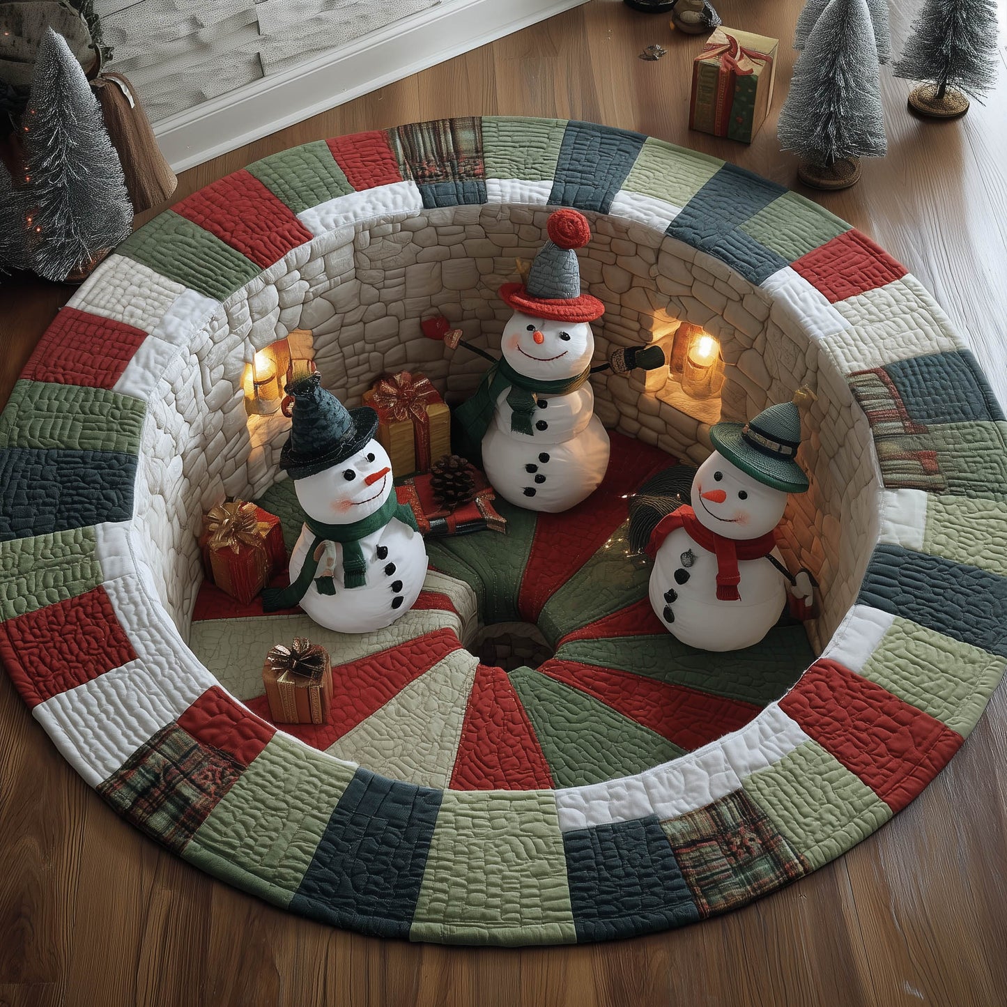 Snowman Home Quilted Round Mat GFTONT4734