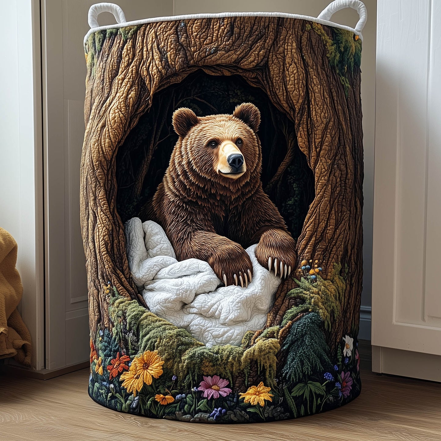Wooden Nest Quilted Laundry Basket GFTONT4742