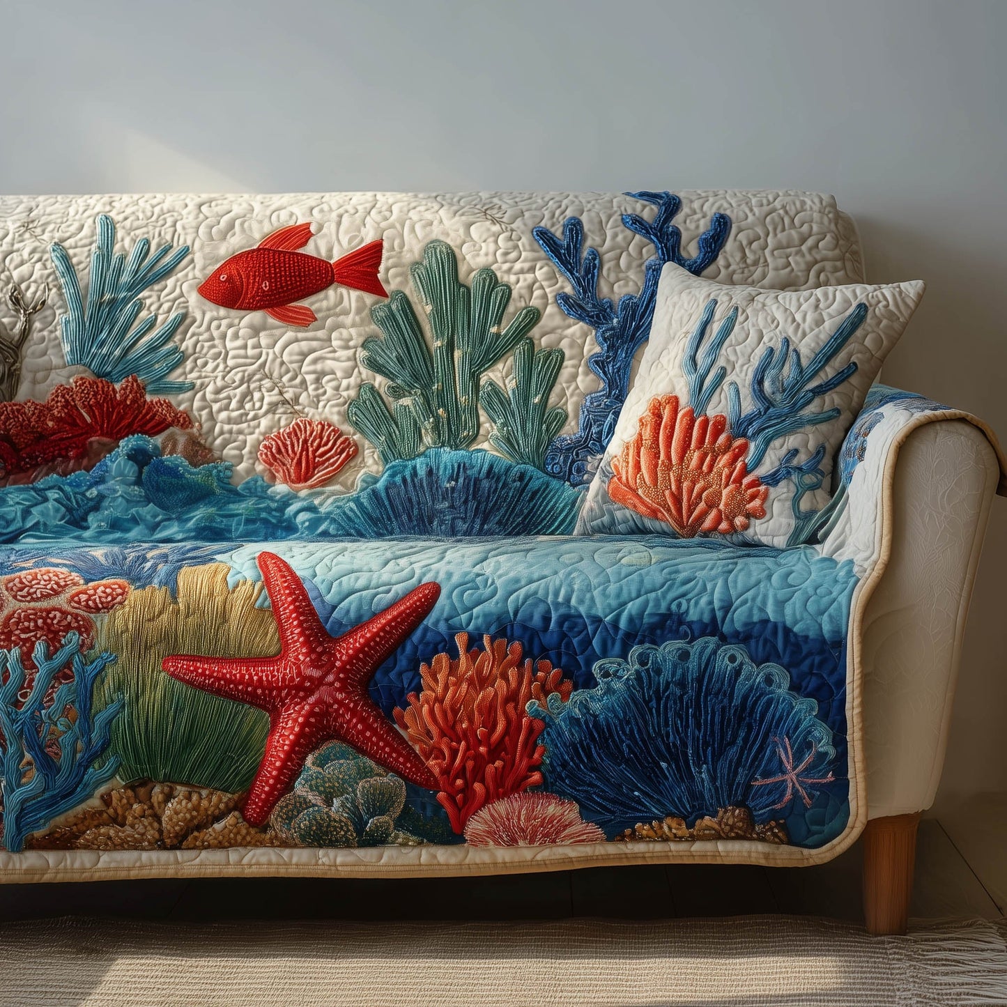 Ocean Charm Quilted Sofa Cover GFTONT4749