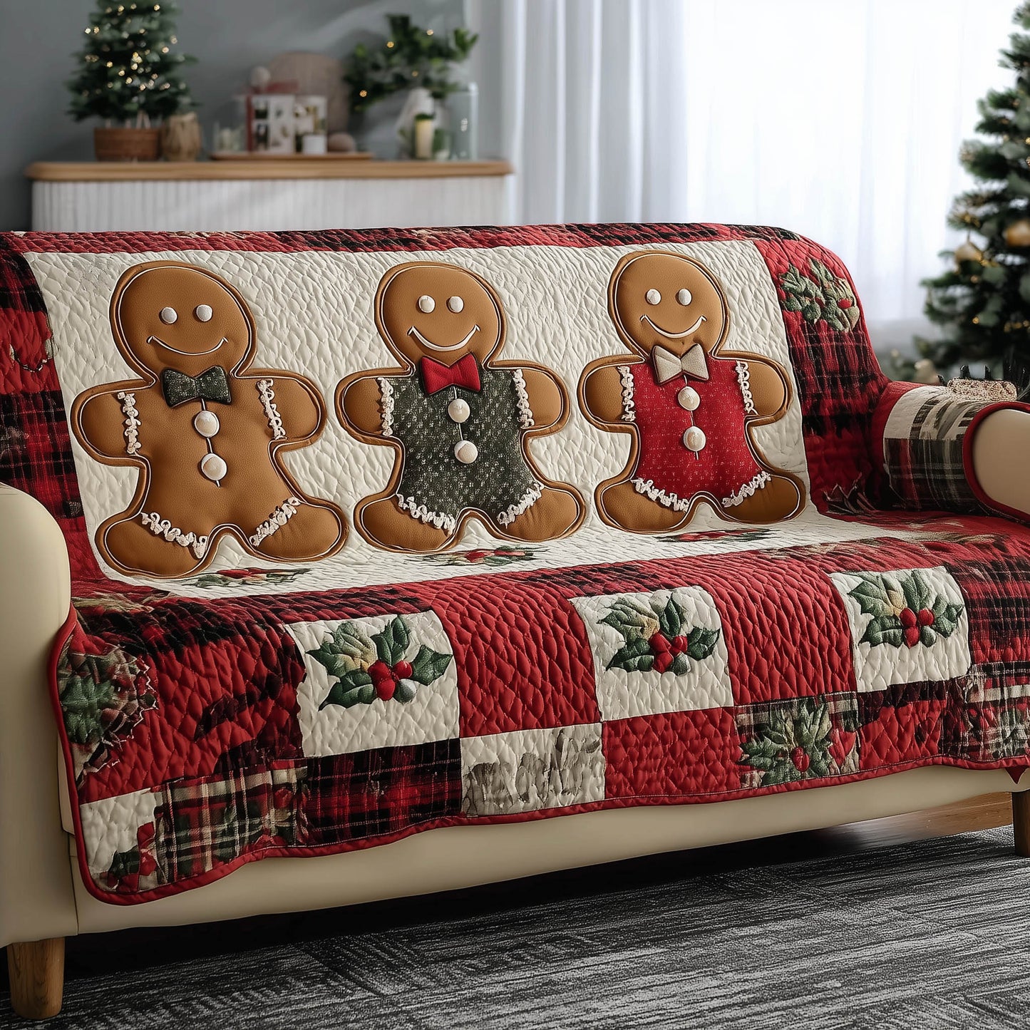 Gingerbread Quilted Sofa Cover GFTONT4791