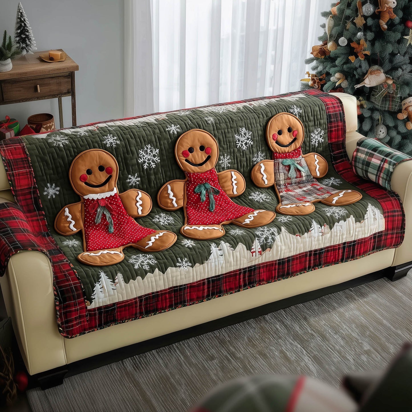 Gingerbread Quilted Sofa Cover GFTONT4792