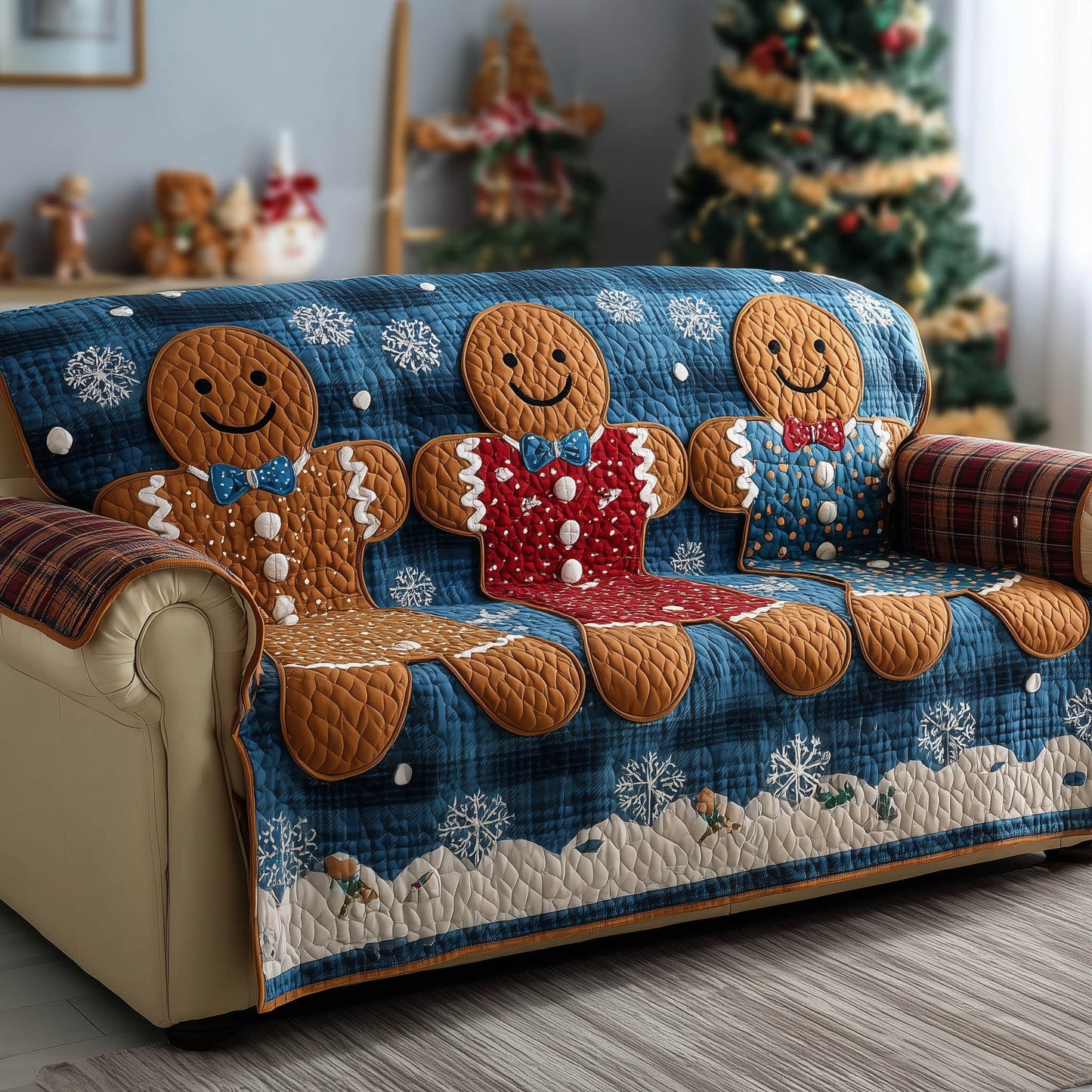 Gingerbread Quilted Sofa Cover GFTONT4793