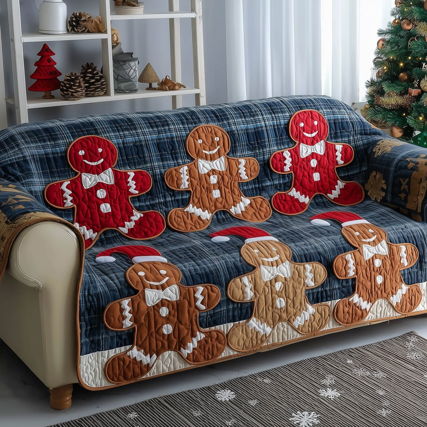 Festive Gingerbread Quilted Sofa Cover GFTONT4794