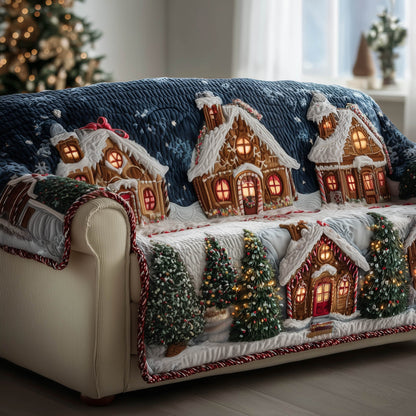 Gingerbread Village Quilted Sofa Cover GFTONT4797