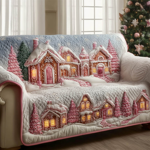 Gingerbread Village Quilted Sofa Cover GFTONT4799