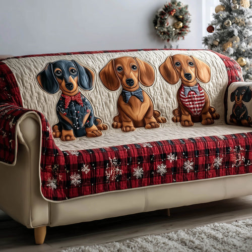 Festive Dachshund Quilted Sofa Cover GFTONT4802