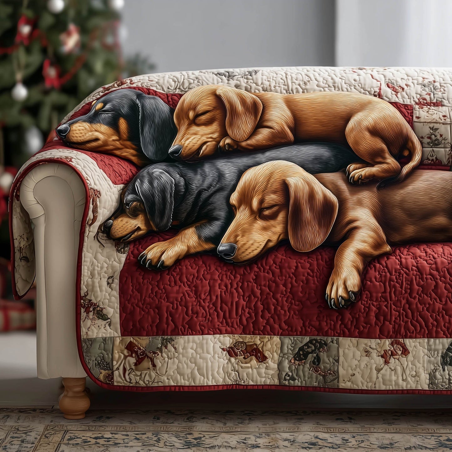 Puppies Snoore Quilted Sofa Cover GFTONT4806