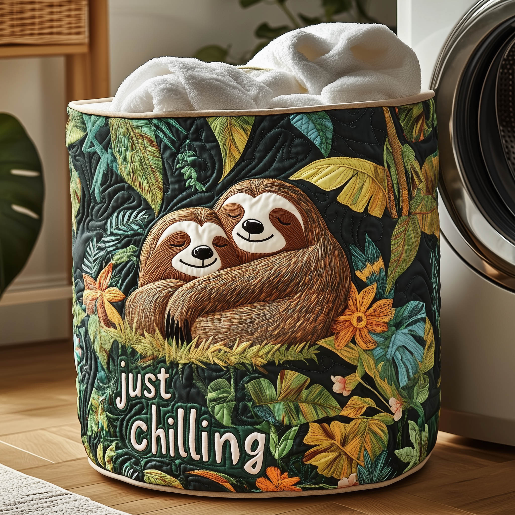 Chilling Sloth Quilted Laundry Basket GFTONT4812 – Patchique Store