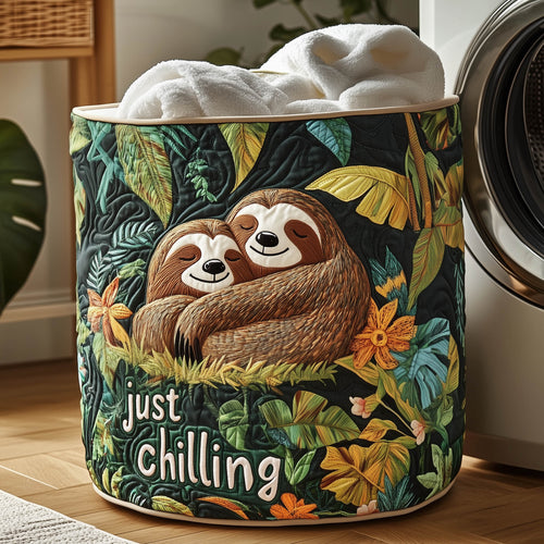 Chilling Sloth Quilted Laundry Basket GFTONT4812