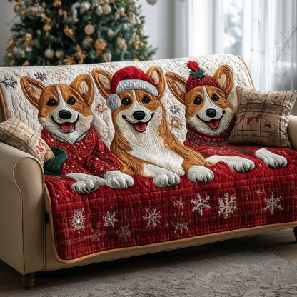 Festive Corgi Quilted Sofa Cover GFTONT4813