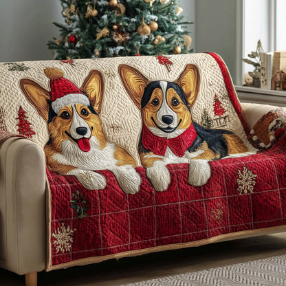 Festive Corgi Quilted Sofa Cover GFTONT4814