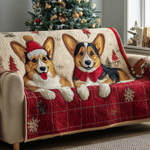 Festive Corgi Quilted Sofa Cover GFTONT4814