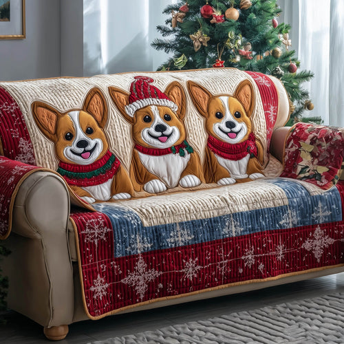 Festive Corgi Quilted Sofa Cover GFTONT4815