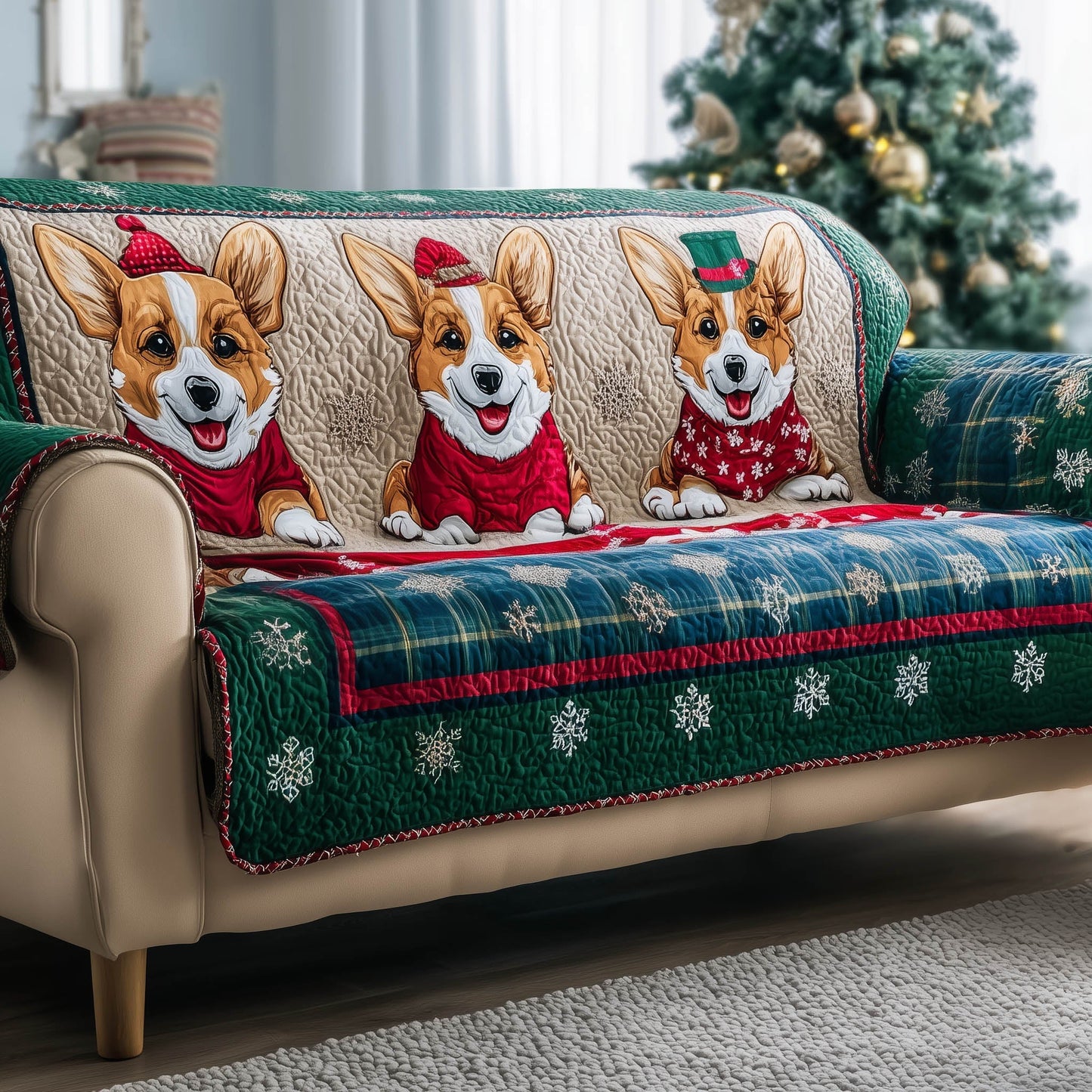 Adorable Corgi Quilted Sofa Cover GFTONT4816