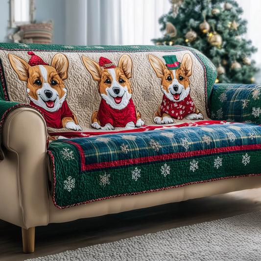 Adorable Corgi Quilted Sofa Cover GFTONT4816
