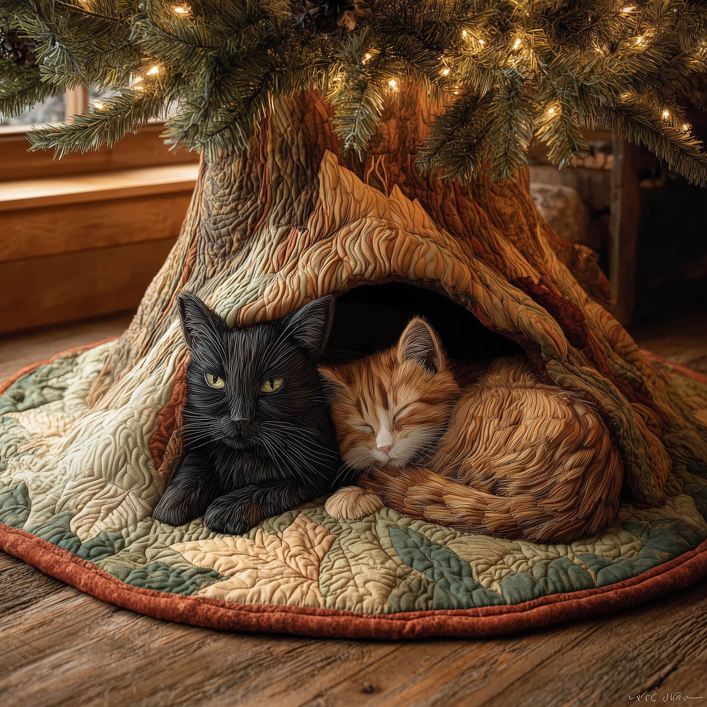 Adorable Cat Quilted Tree Skirt GFTONT4821