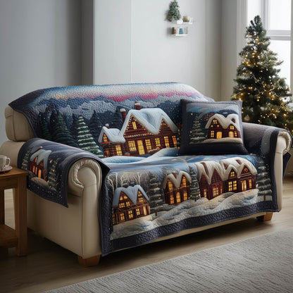 Christmas Village Quilted Sofa Cover GFTONT4825