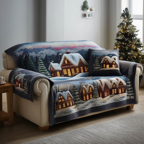Christmas Village Quilted Sofa Cover GFTONT4825