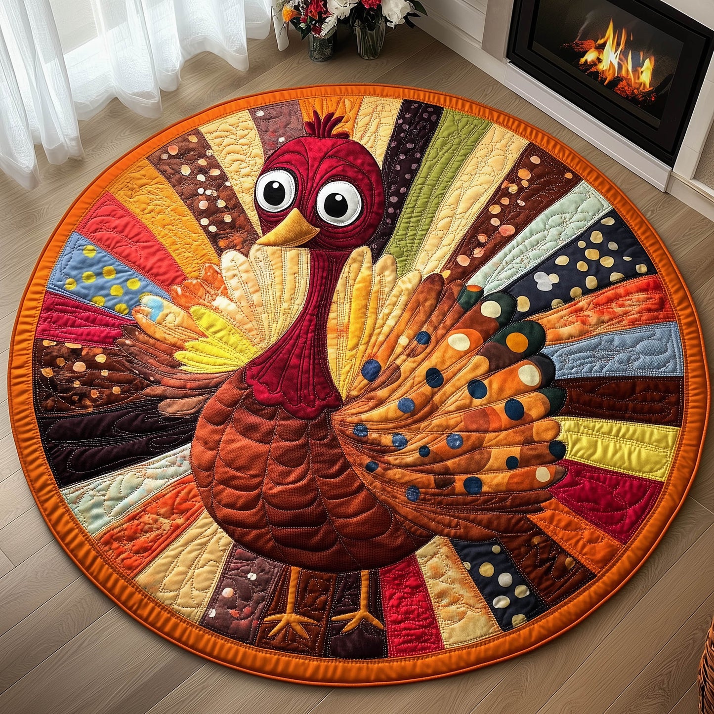 Rustic Turkey Quilted Round Mat GFTONT4836
