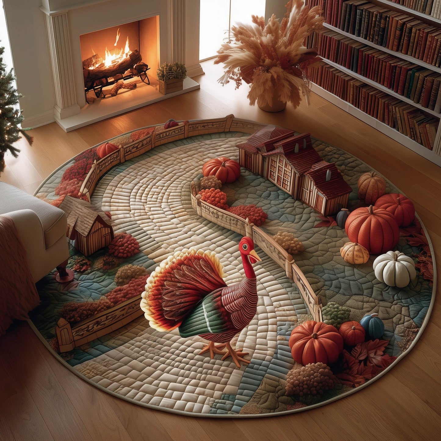 Harvest Turkey Quilted Round Mat GFTONT4842