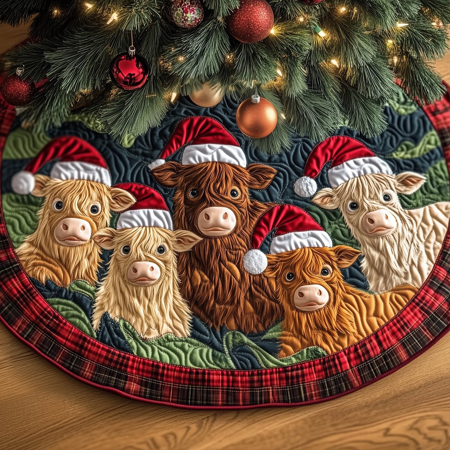 Festive Cow Quilted Tree Skirt GFTONT4859