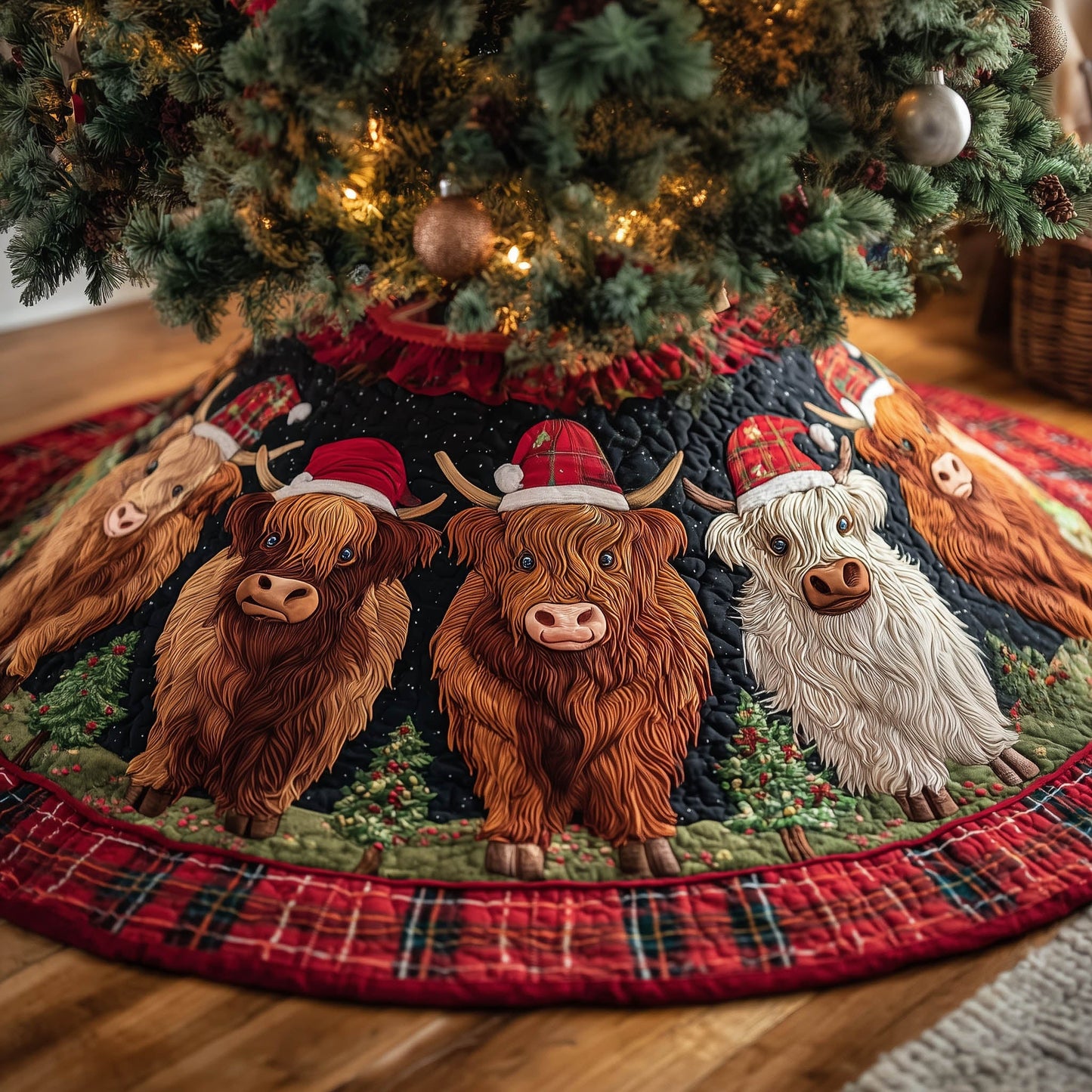 Festive Cow Quilted Tree Skirt GFTONT4861