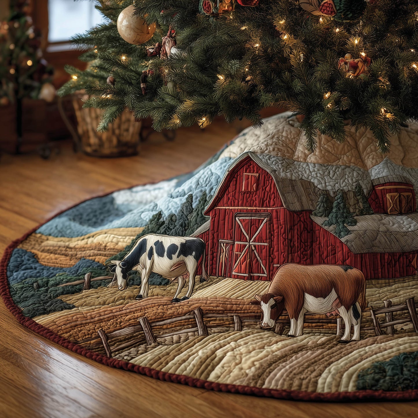 Peaceful Barn Quilted Tree Skirt GFTONT4866