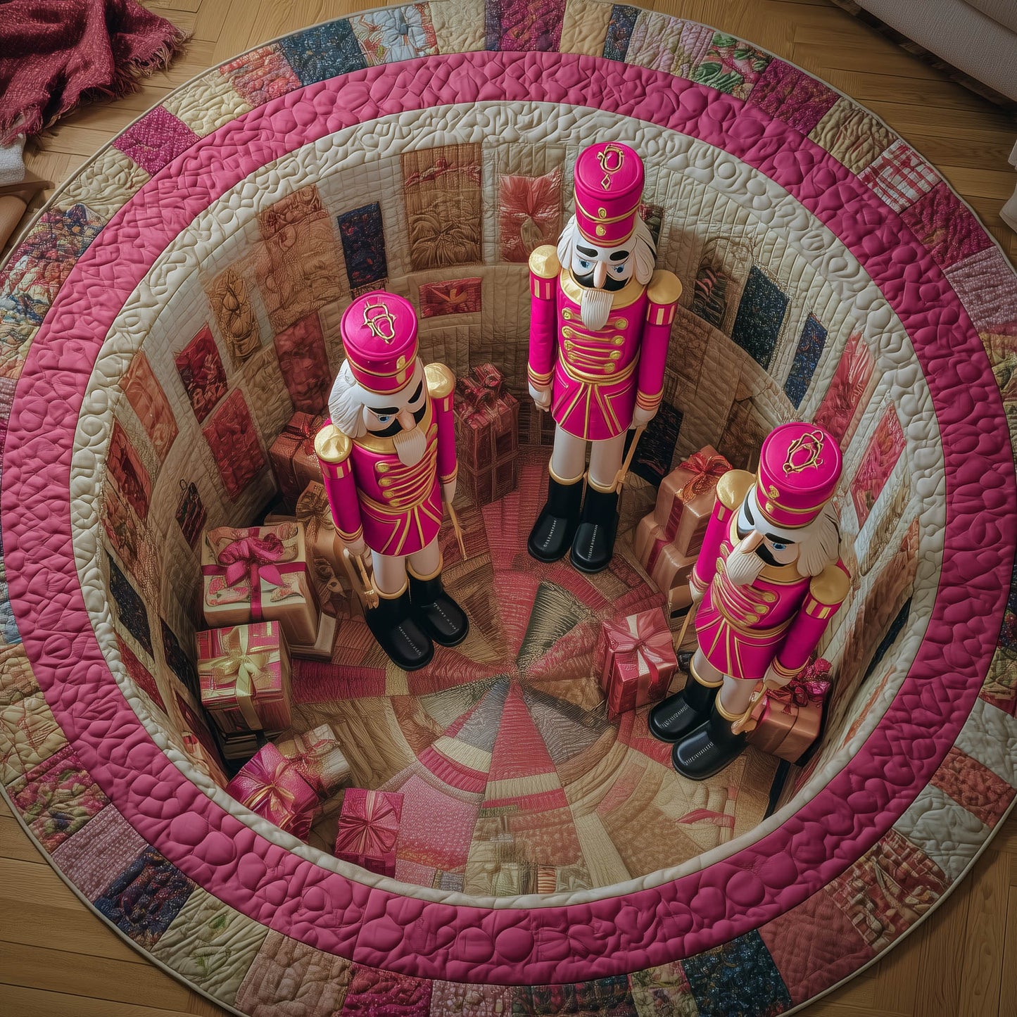 Festive Nutcrackers Quilted Round Mat GFTONT4898
