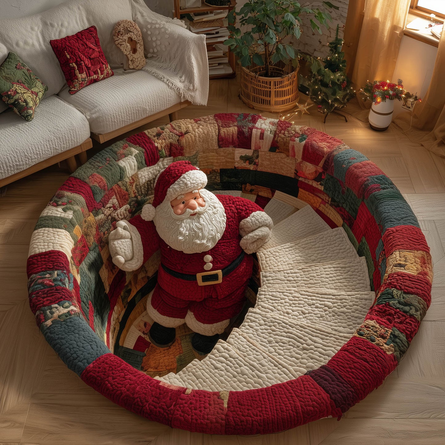 Jolly Santa Quilted Round Mat GFTONT4912