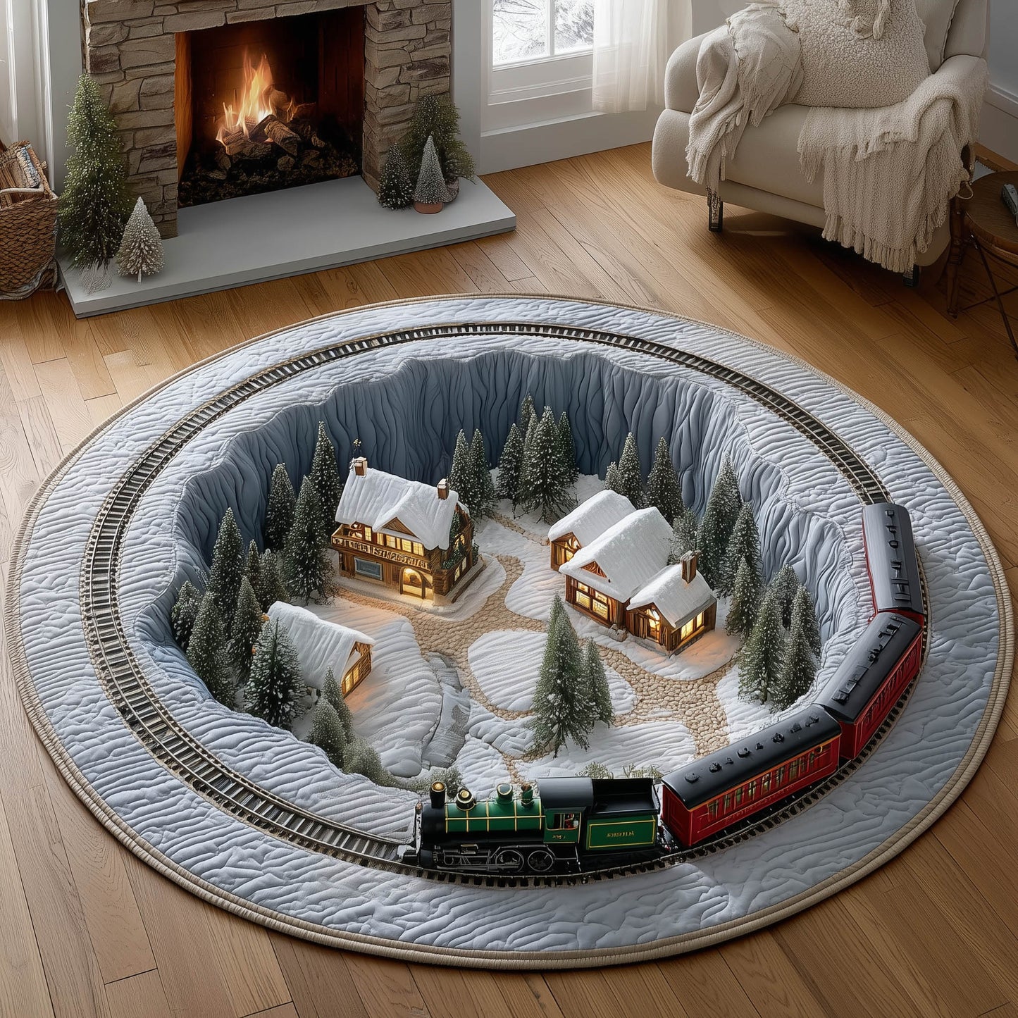 Village Station Quilted Round Mat GFTONT4915