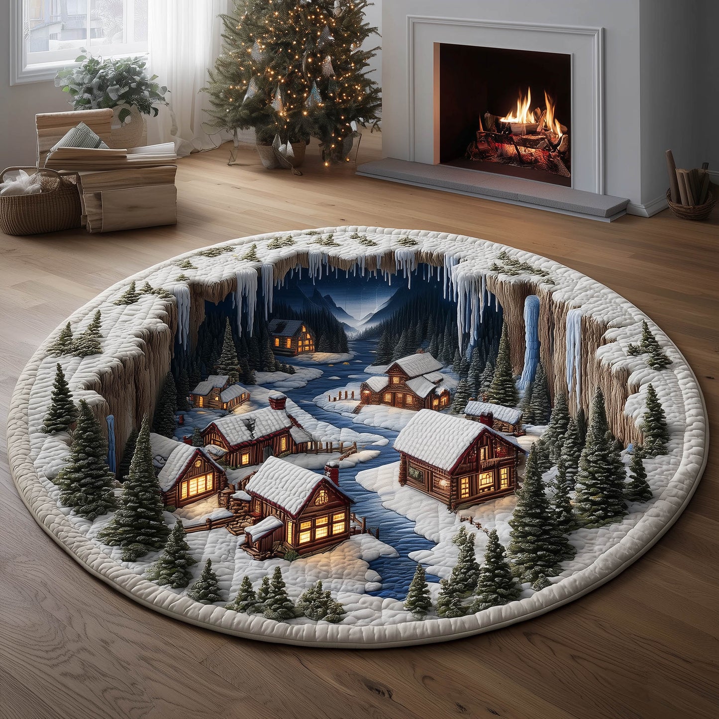 Snow Village Quilted Round Mat GFTONT4918