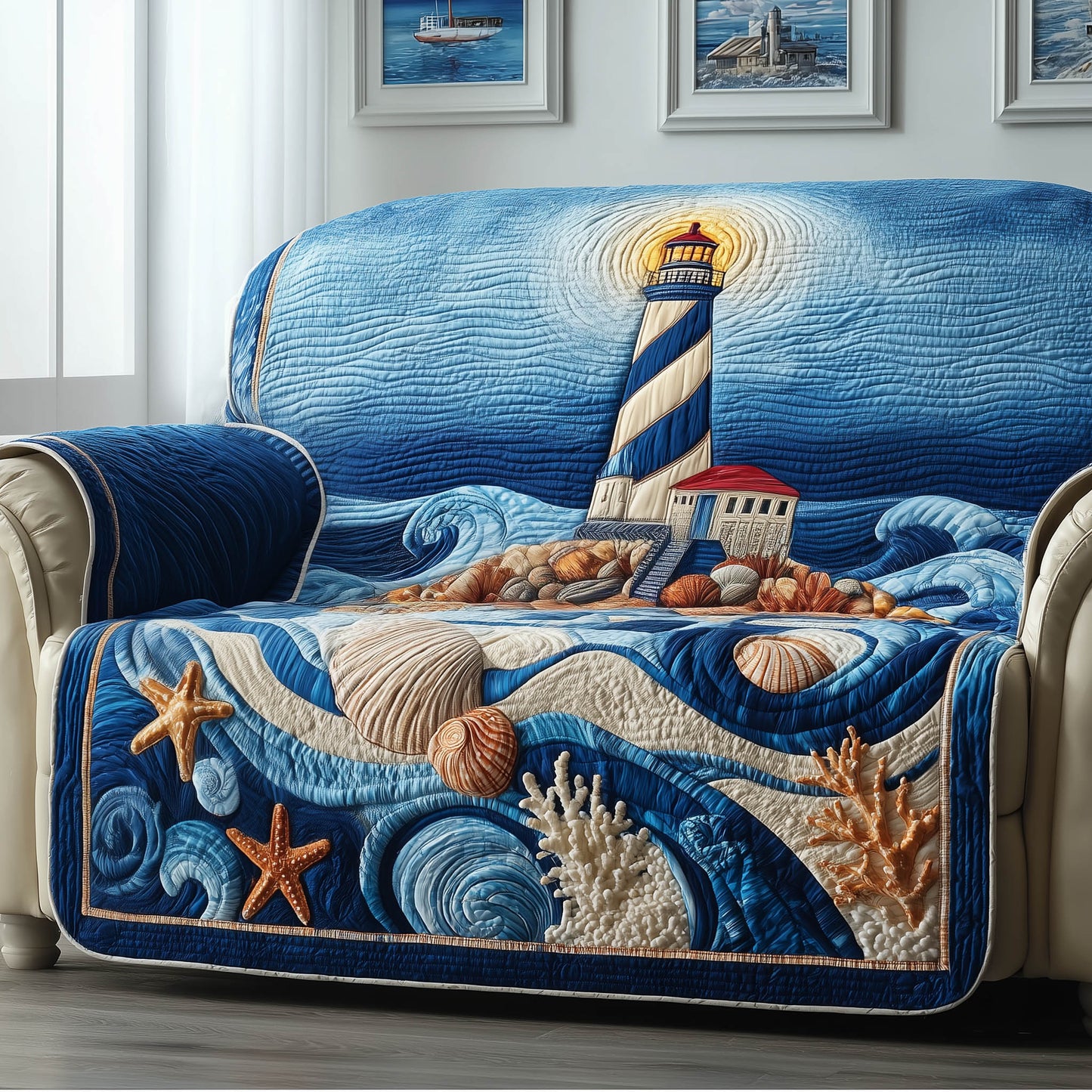 Nautical Lighthouse Quilted Sofa Cover GFTONT4922