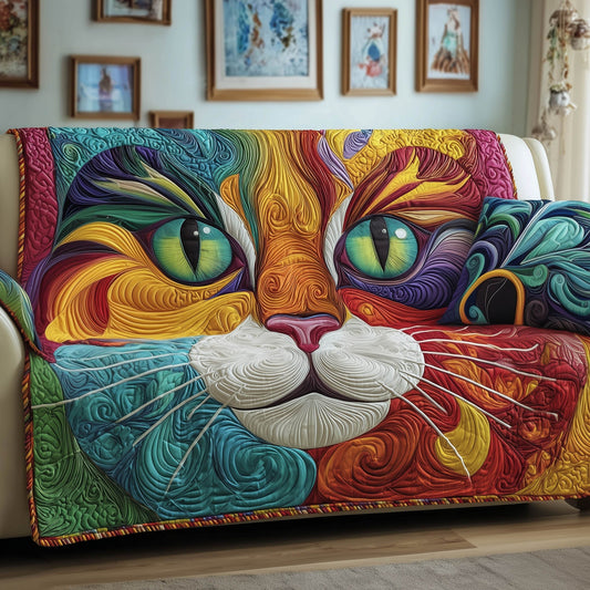 Swirly Cat Quilted Sofa Cover GFTONT4931