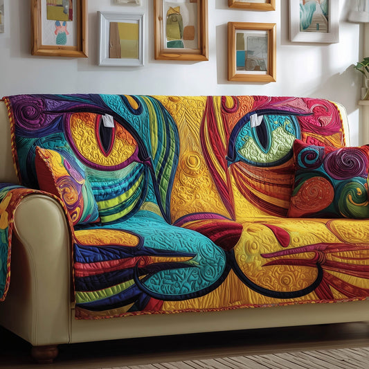 Swirly Cat Quilted Sofa Cover GFTONT4932