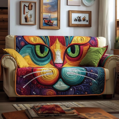 Swirly Cat Quilted Sofa Cover GFTONT4933