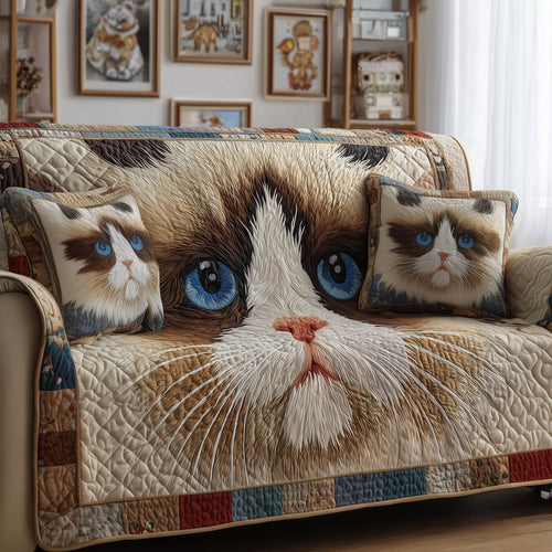 Swirly Cat Quilted Sofa Cover GFTONT4934