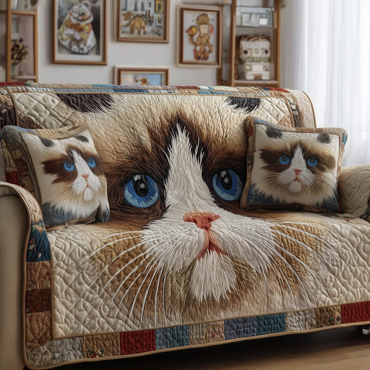 Swirly Cat Quilted Sofa Cover GFTONT4934