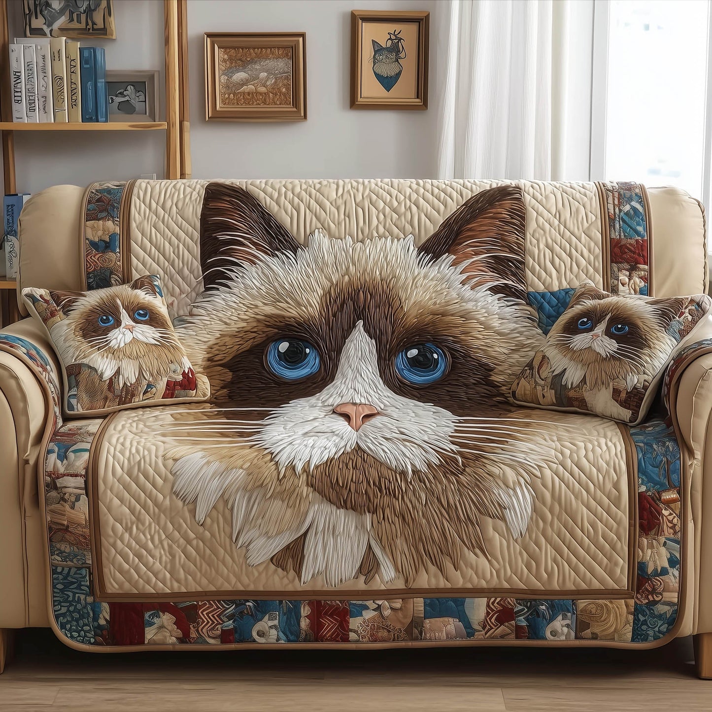Swirly Cat Quilted Sofa Cover GFTONT4935