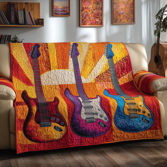 Retro Guitar Quilted Sofa Cover GFTONT4936