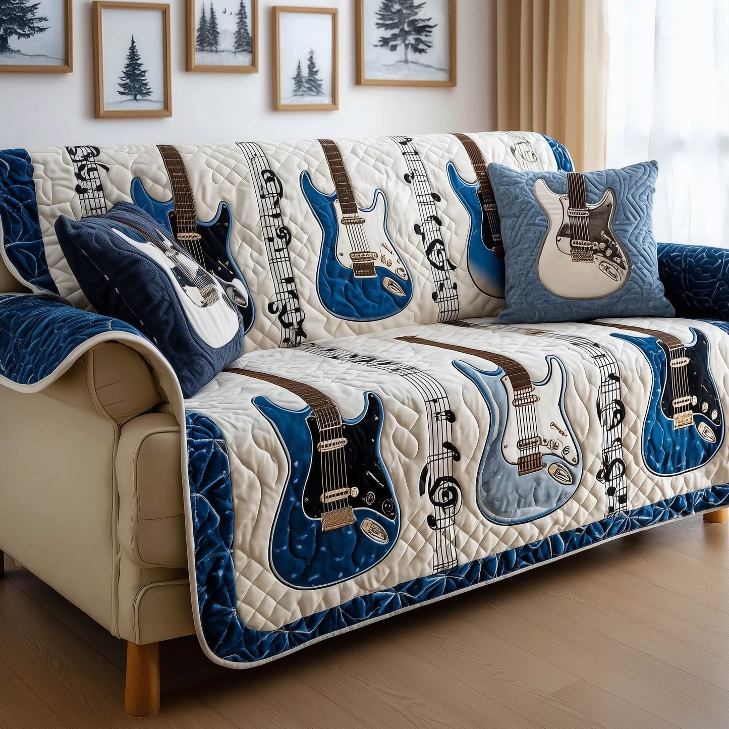 Melodic Guitar Quilted Sofa Cover GFTONT4942