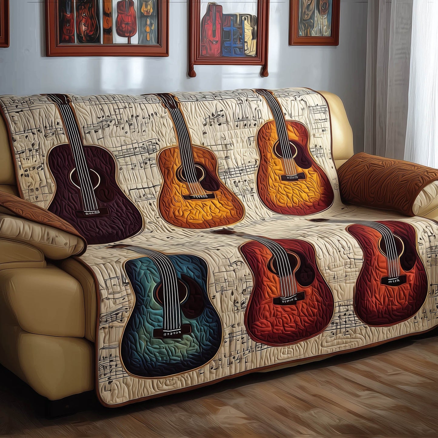 Acoustic Guitar Quilted Sofa Cover GFTONT4943